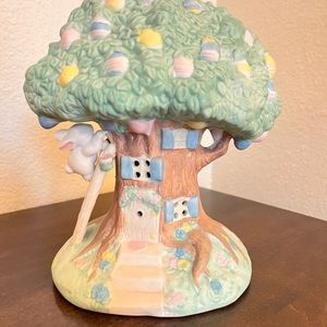 Vintage Craven Pottery Easter Egg Bunny tree with lamp